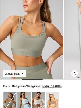 Fabletics Seagrass Double-Strap Crop Sports Bra